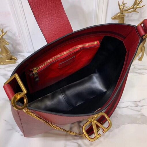 Replica Valentino 50027 Vsling Grainy Calfskin Hobo Bag Red 6