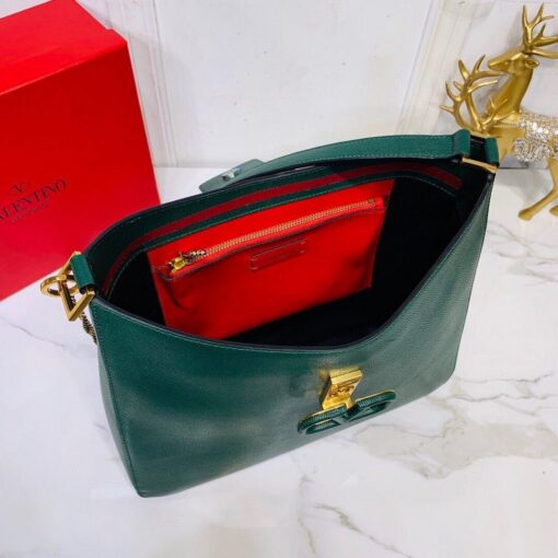 Replica Valentino 50027 Vsling Grainy Calfskin Hobo Bag Green 6