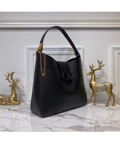 Replica Valentino 50027 Vsling Grainy Calfskin Hobo Bag Black