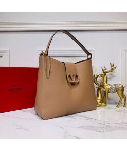 Replica Valentino 50027 Vsling Grainy Calfskin Hobo Bag Apricot