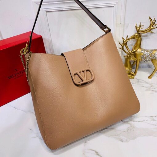 Replica Valentino 50027 Vsling Grainy Calfskin Hobo Bag Apricot 4