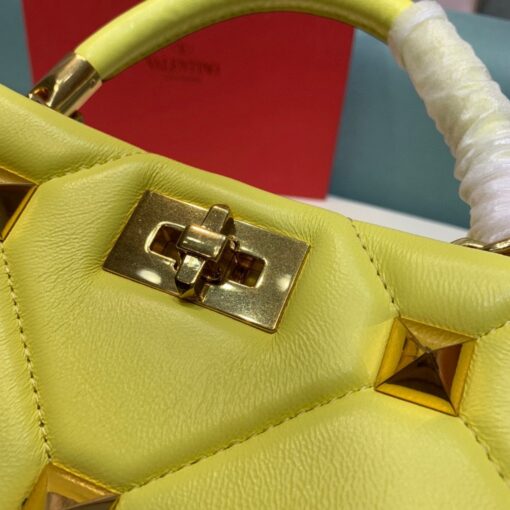 Replica Valentino 2021 Roman Stud The Handle Bag In Nappa 0097L Yellow 2