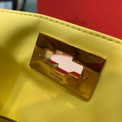 Replica Valentino 2021 Roman Stud The Handle Bag In Nappa 0097L Yellow 7