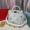 Replica Valentino 2021 Roman Stud The Handle Bag In Nappa 0097L Yellow 9