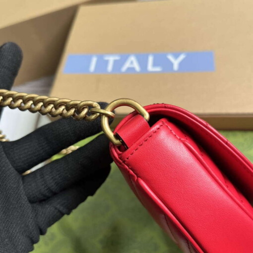 Replica Gucci 746431 GG Marmont Matelassé Chain Mini Bag Red 5