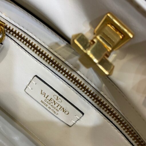 Replica Valentino 2021 Roman Stud The Handle Bag In Nappa 0097L White 7