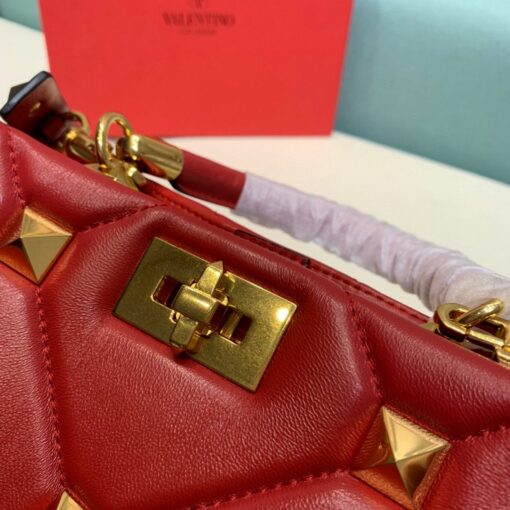 Replica Valentino 2021 Roman Stud The Handle Bag In Nappa 0097L Red 2