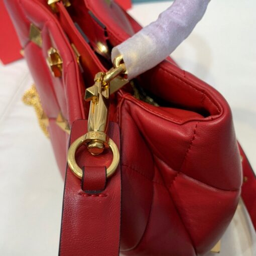 Replica Valentino 2021 Roman Stud The Handle Bag In Nappa 0097L Red 5