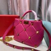 Replica Valentino 2021 Roman Stud The Handle Bag In Nappa 0097L Red 9