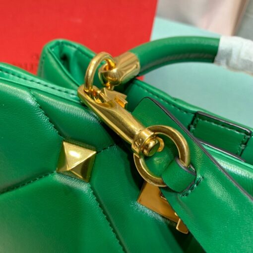 Replica Valentino 2021 Roman Stud The Handle Bag In Nappa 0097L Green 4