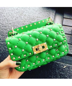 Replica Valentino XW2B0123 Small Rockstud Spike Nappa Leather Bag Green