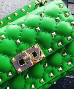 Replica Valentino XW2B0123 Small Rockstud Spike Nappa Leather Bag Green 2