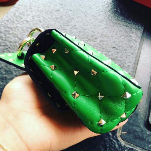 Replica Valentino XW2B0123 Small Rockstud Spike Nappa Leather Bag Green 4