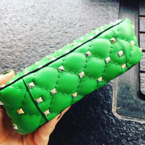 Replica Valentino XW2B0123 Small Rockstud Spike Nappa Leather Bag Green 5