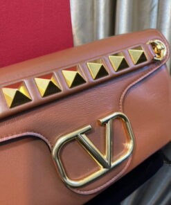 Replica Valentino XW2B0K26 Stud Sign Nappa Shoulder Bag Brown 2