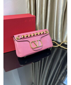 Replica Valentino XW2B0K26 Stud Sign Nappa Shoulder Bag Rose Red