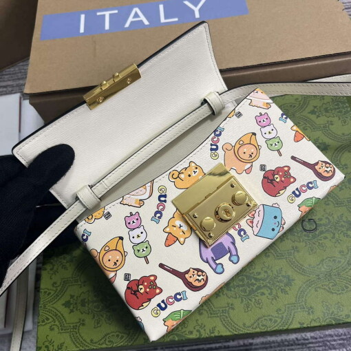 Replica Gucci 652683 Padlock Mini Bag White leather animal print 7