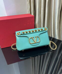 Replica Valentino XW2B0K26 Stud Sign Nappa Shoulder Bag Lake Blue 2