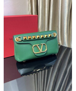 Replica Valentino XW2B0K26 Stud Sign Nappa Shoulder Bag Green