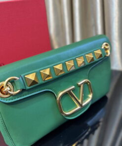 Replica Valentino XW2B0K26 Stud Sign Nappa Shoulder Bag Green 2