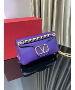 Replica Valentino XW2B0K26 Stud Sign Nappa Shoulder Bag Purple