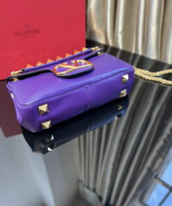 Replica Valentino XW2B0K26 Stud Sign Nappa Shoulder Bag Purple 2