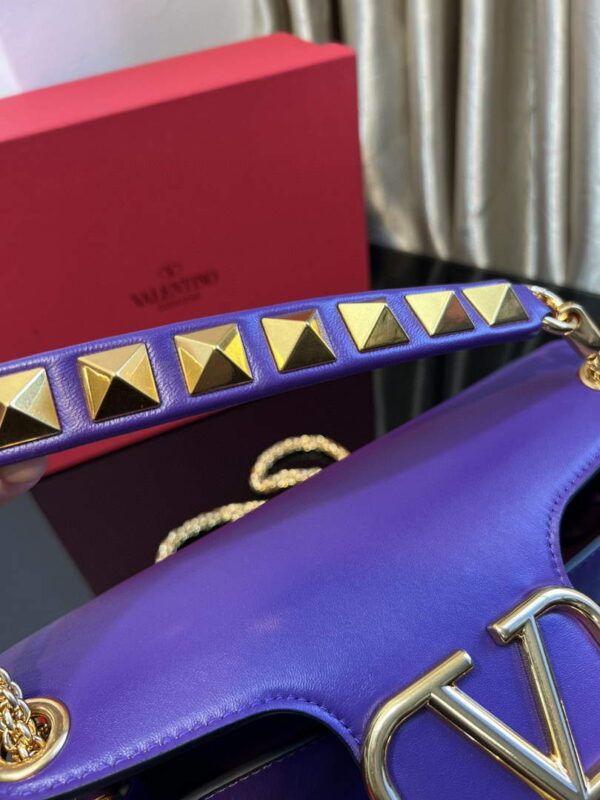 Replica Valentino XW2B0K26 Stud Sign Nappa Shoulder Bag Purple 5