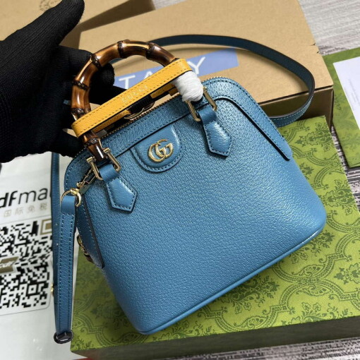 Replica Gucci 715775 Gucci Diana Mini Tote Bag Blue leather 3