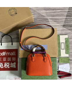 Replica Gucci 715775 Gucci Diana Mini Tote Bag Orange leather