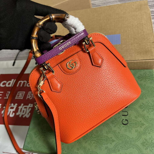 Replica Gucci 715775 Gucci Diana Mini Tote Bag Orange leather 3