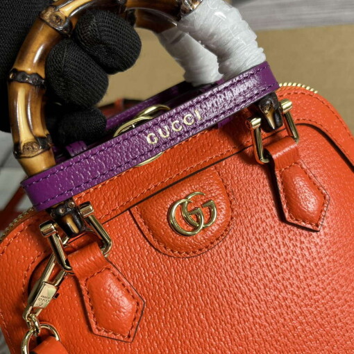 Replica Gucci 715775 Gucci Diana Mini Tote Bag Orange leather 4