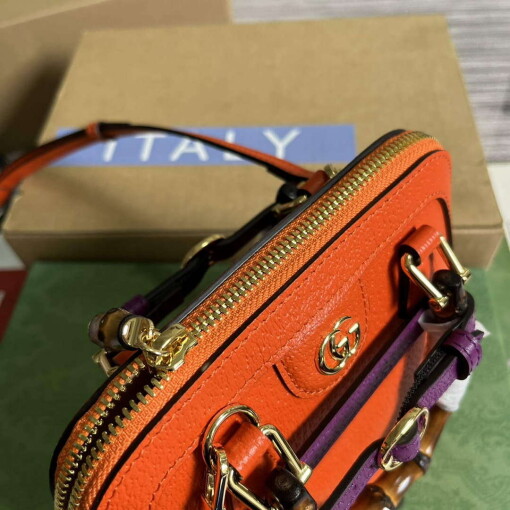 Replica Gucci 715775 Gucci Diana Mini Tote Bag Orange leather 5