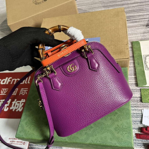 Replica Gucci 715775 Gucci Diana Mini Tote Bag Purple leather 3