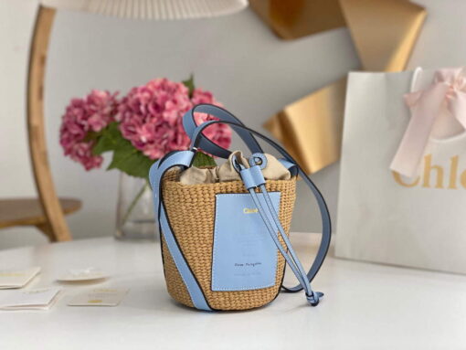 Replica Chloé CHC22SS391G56101 Small Basket Tote Bag Blue 3