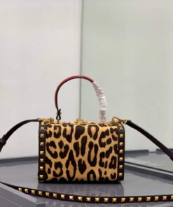 Replica Valentino 7300 Rockstud Alcove Grainy Calfskin BOX Bag XW2B0J73 Leopard print 2