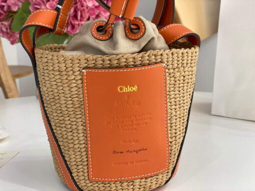 Replica Chloé CHC22SS391G56101 Small Basket Tote Bag Orange 2