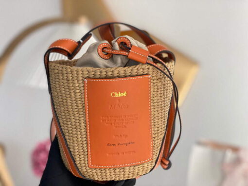 Replica Chloé CHC22SS391G56101 Small Basket Tote Bag Orange 4