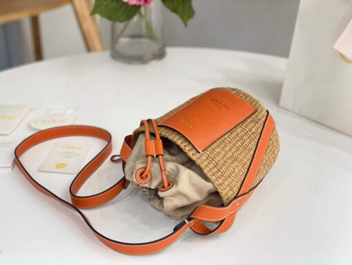 Replica Chloé CHC22SS391G56101 Small Basket Tote Bag Orange 5