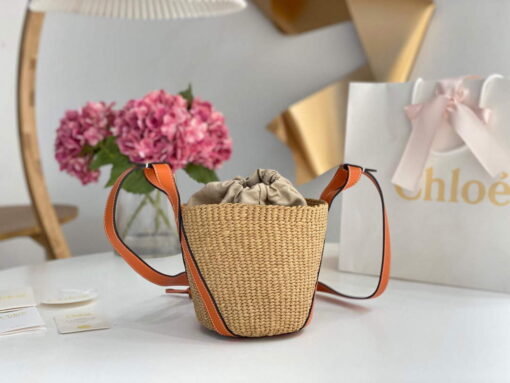 Replica Chloé CHC22SS391G56101 Small Basket Tote Bag Orange 7