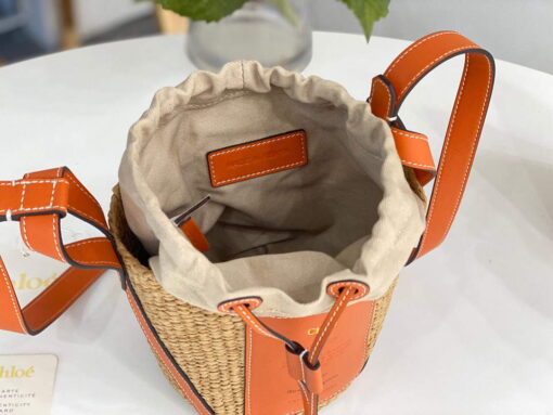 Replica Chloé CHC22SS391G56101 Small Basket Tote Bag Orange 8