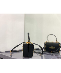 Replica Valentino 7300 Rockstud Alcove Grainy Calfskin BOX Bag XW2B0J73 Black