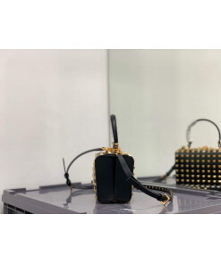 Replica Valentino 7300 Rockstud Alcove Grainy Calfskin BOX Bag XW2B0J73 Black