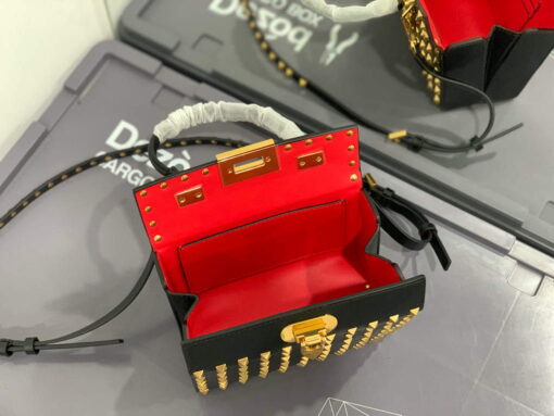 Replica Valentino 7300 Rockstud Alcove Grainy Calfskin BOX Bag XW2B0J73 Black 7