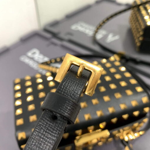 Replica Valentino 7300 Rockstud Alcove Grainy Calfskin BOX Bag XW2B0J73 Black 8