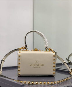 Replica Valentino 7300 Rockstud Alcove Grainy Calfskin BOX Bag XW2B0J73 Beige 2