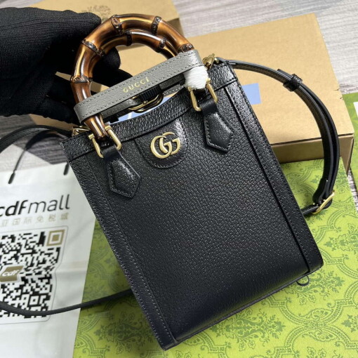 Replica Gucci 739079 Diana Mini Tote Bag Black Leather 3