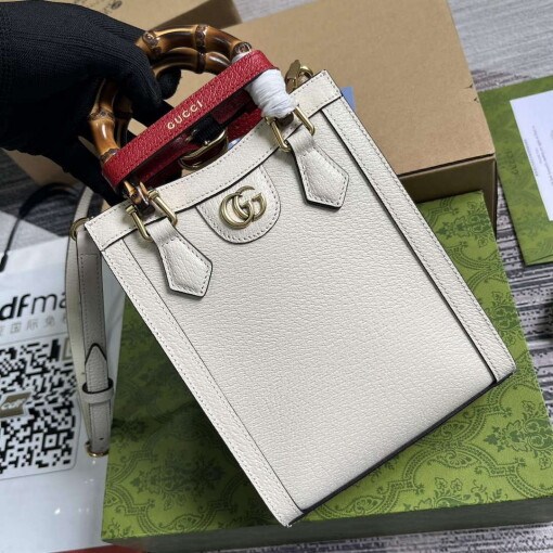 Replica Gucci 739079 Diana Mini Tote Bag White Leather 3