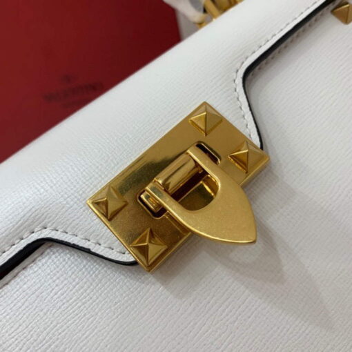 Replica Valentino 71000 Small Rockstud Alcove Handbag In Grainy Calfskin XW2B0J71 White 4