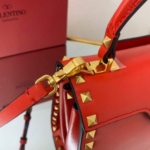 Replica Valentino 71000 Small Rockstud Alcove Handbag In Grainy Calfskin XW2B0J71 Red 5