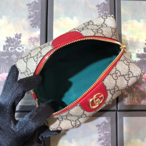 Replica Gucci 611001 GG Ophidia GG Cosmetic Case Beige &Red 5